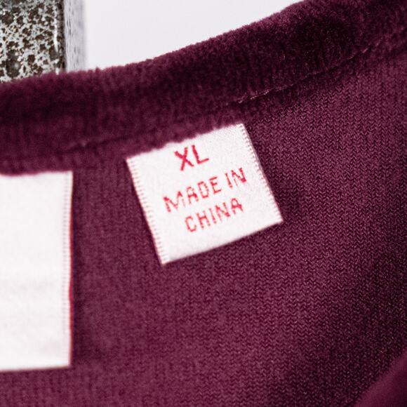 Quacker Factory Women's Velvety Velour Purple Tunic Top XL Rhinestones Holiday - Picture 6 of 6